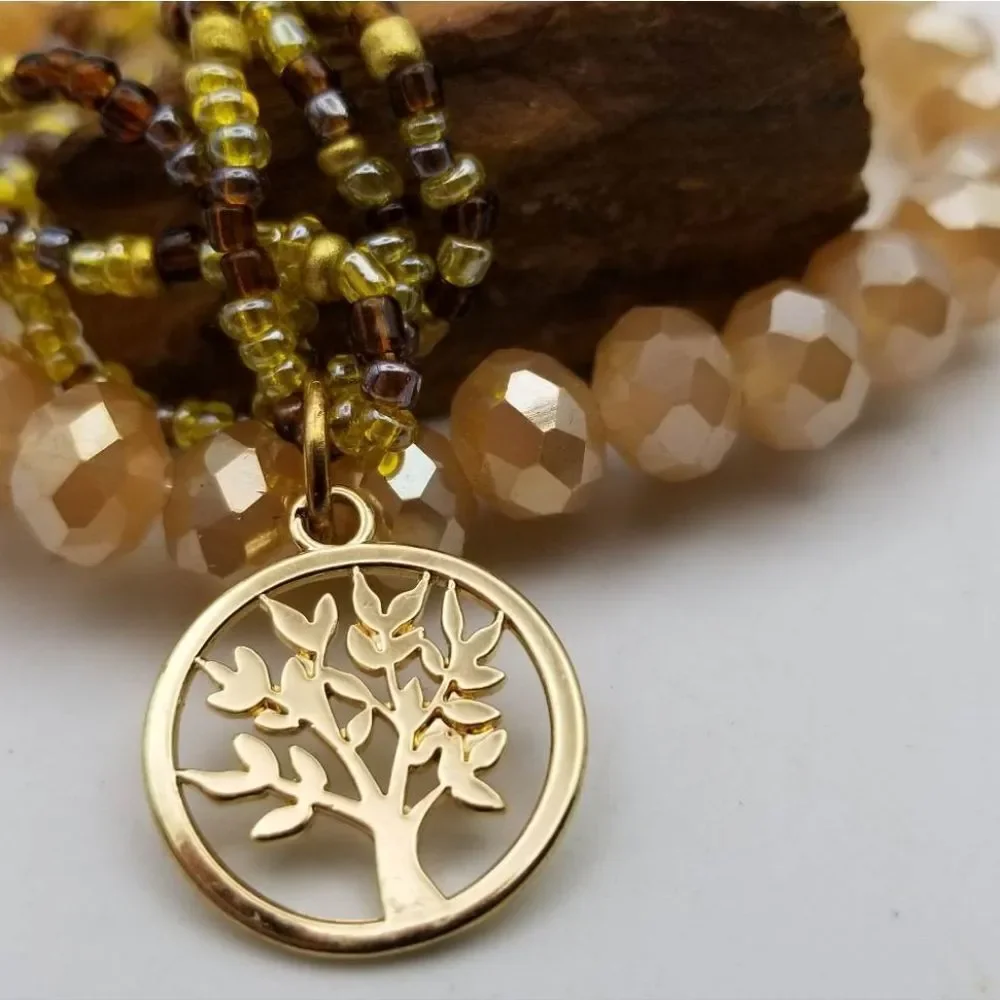 Tree of life marmalade‎ sparkle beaded bracelet